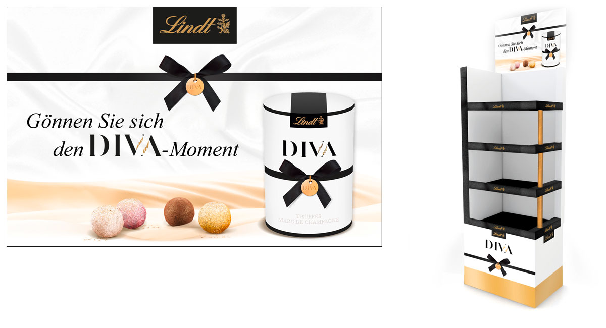 Lindt Verkaufspromo für Diva-Schokopralinen