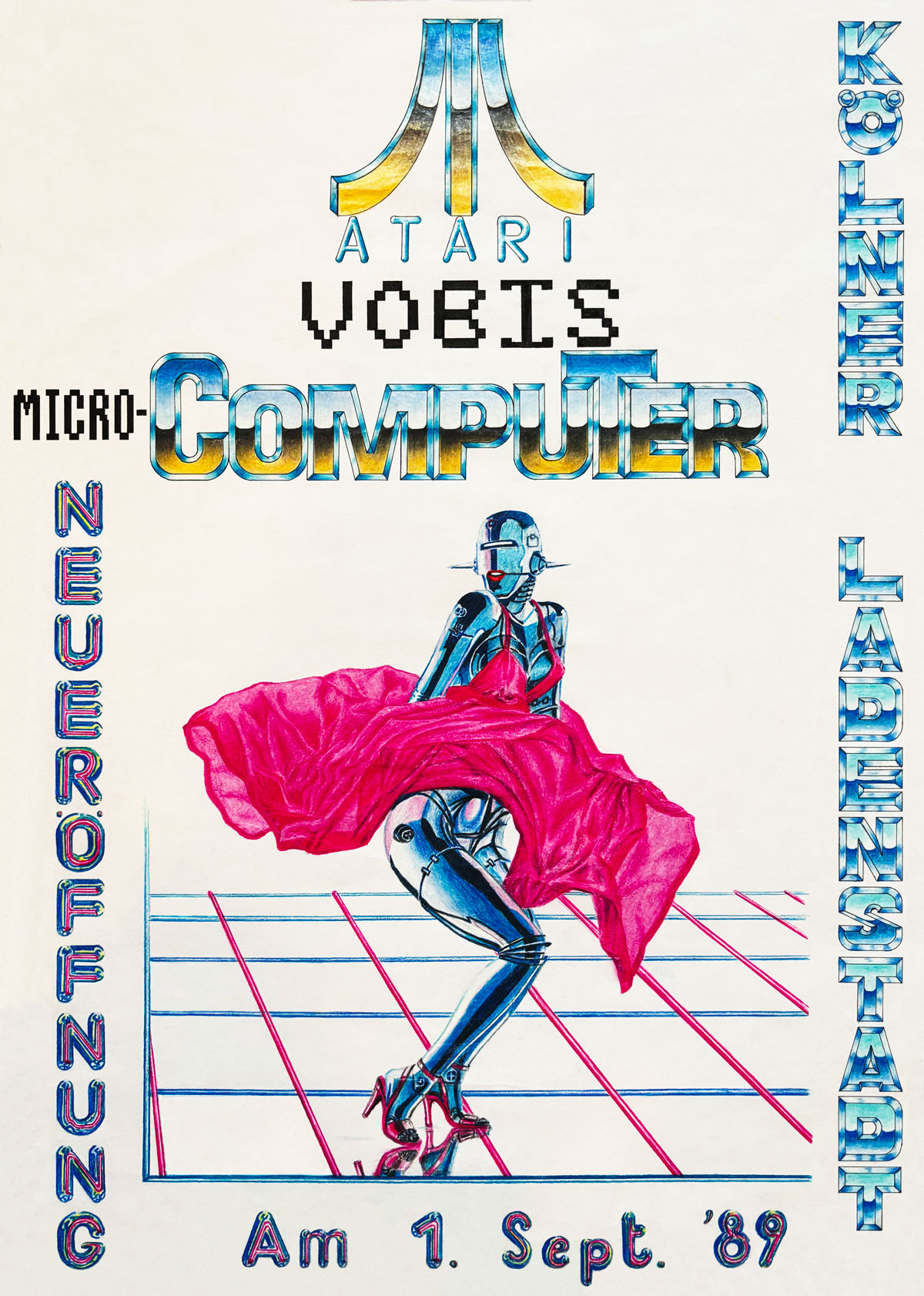 Vobis-Anzeige mit Retro futuristischen Marilyn